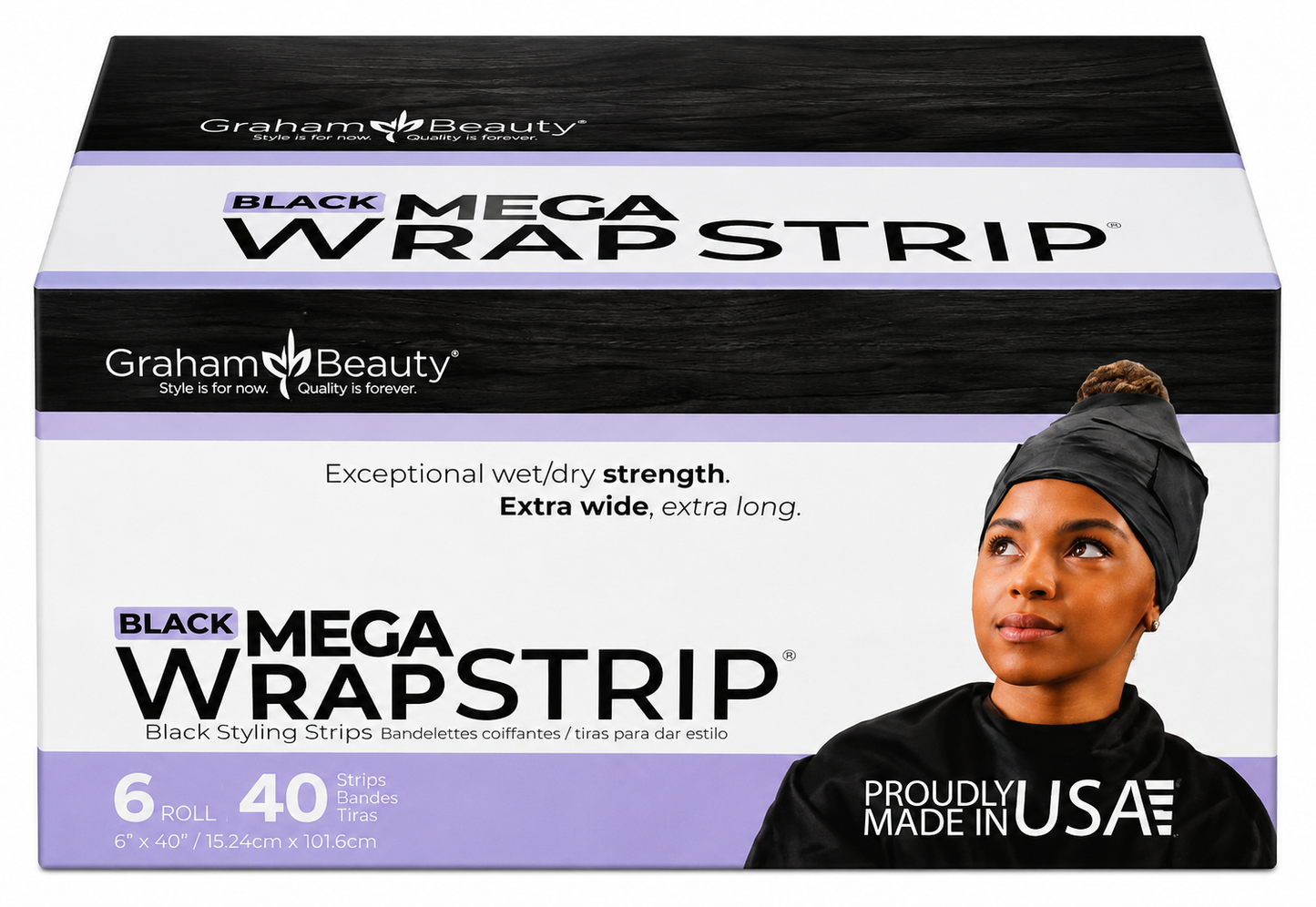 Graham beauty mega wrap strip (black) 6pc display #55142