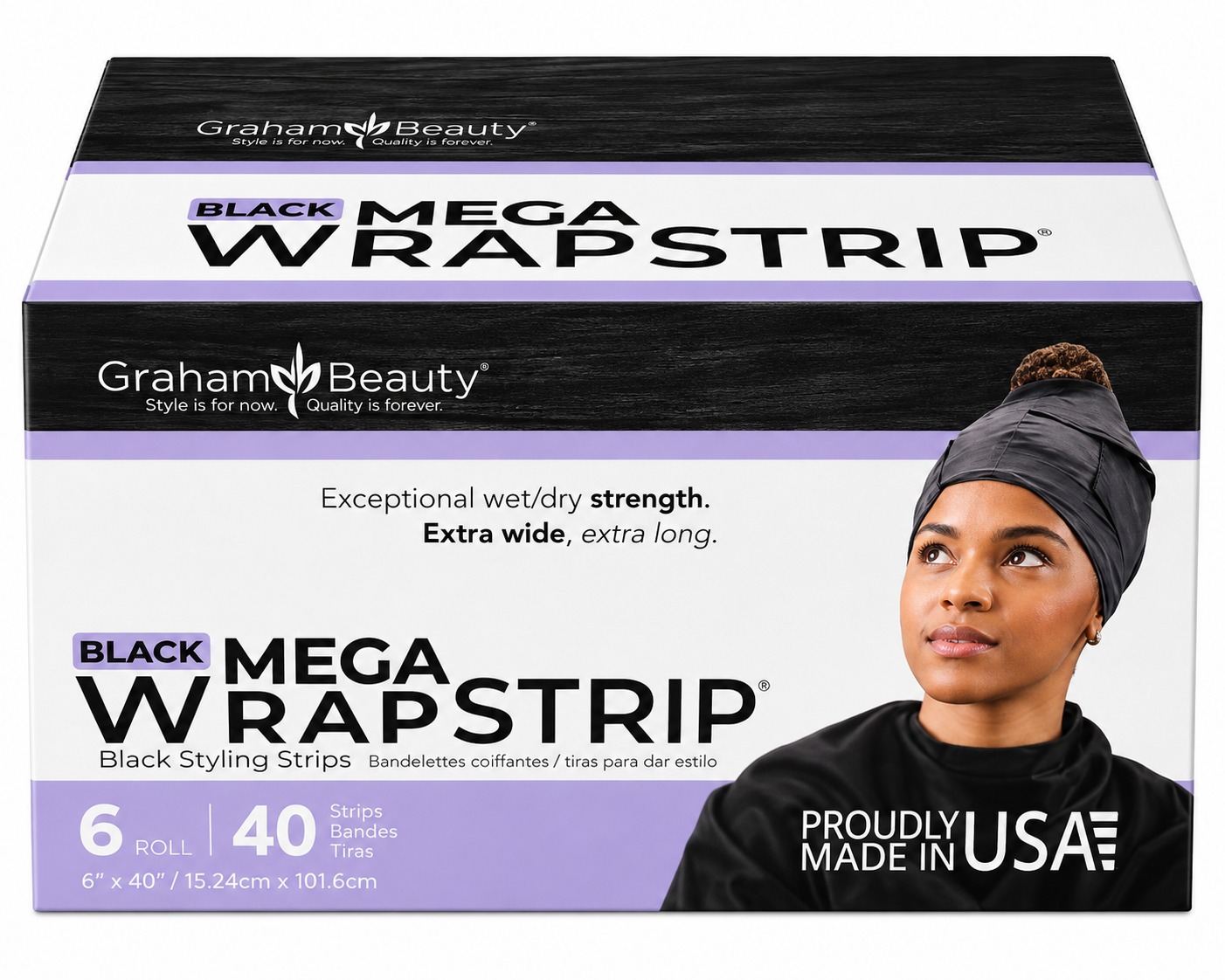 Graham beauty mega wrap strip (black) 6pc display #55142